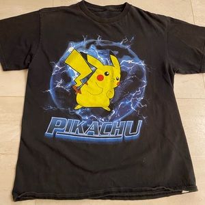 Pokémon Pikachu Unisex Black T Shirt Short Sleeve Ted Size 14/16